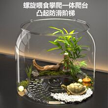 乌龟缸圆形塑料家用客厅透明生态造景金鱼绿植观赏鱼缸小型桌面
