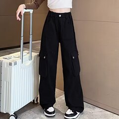 女童春秋裤子批发儿童直筒阔腿裤中大童嘻哈街舞潮酷穿搭工装裤子
