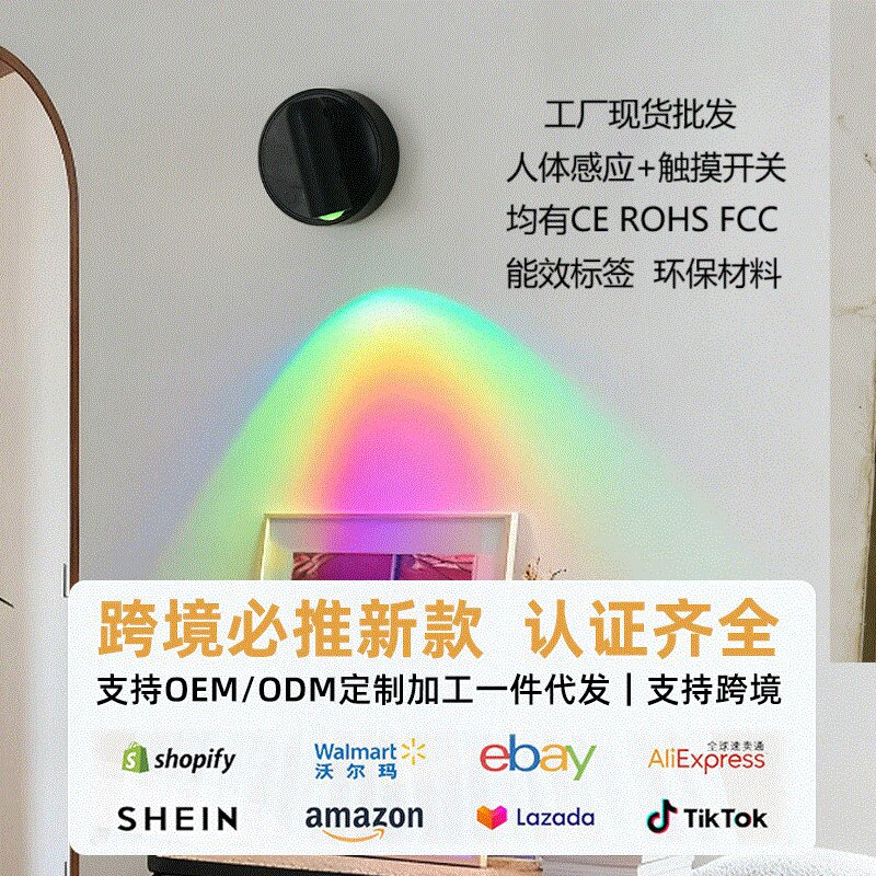 Factory New Product Wiring-Free Bedside Wall Lamp Indoor Bedroom Magnetic Human Body Sensor Night Light Atmosphere Rechargeable Spotlight