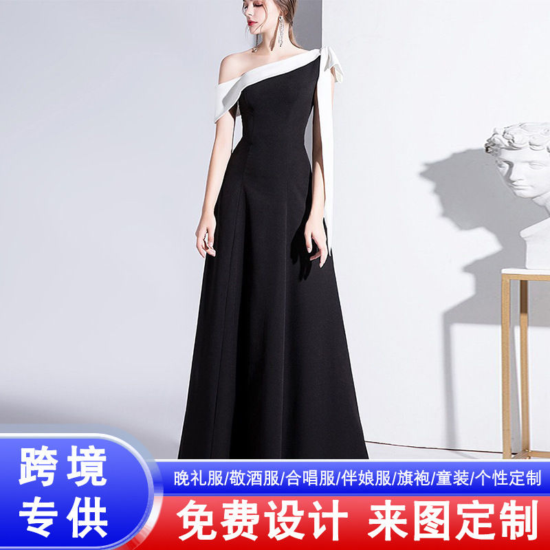 Black One-Shoulder Evening Dress for Women 2026 Winter New Style Elegant Ball Gown Slim Long Dress for Women Black One-Shoulder Evening Dress for Women 2026 Winter New Style Elegant Ball Gown Slim Long Dress for Women