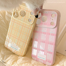 韩式彩格纹苹果17promax手机壳iphone16适用14防摔软15小众12全包