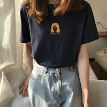 2025夏季短袖t恤女ins学生宽松韩版ulzzang港风百搭上衣新款女装