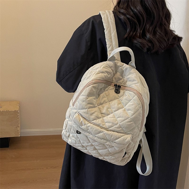 Bolso de las mujeres 2024 nuevo estilo coreano las mujeres diamante bordado hilo mochila moda casual color sólido viaje