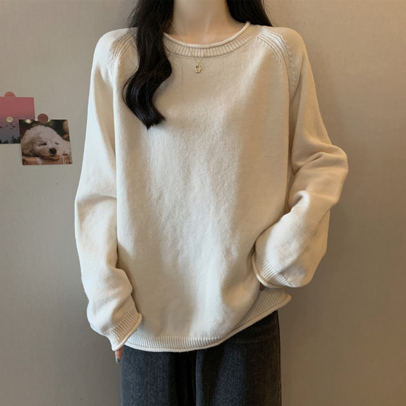 Plus-Size Women's Autumn and Winter Clothing, New Round-Neck Soft Rolled-Edge Sweater, Slimming Knit Top Plus-Size Women's Autumn and Winter Clothing, New Round-Neck Soft Rolled-Edge Sweater, Slimming Knit Top