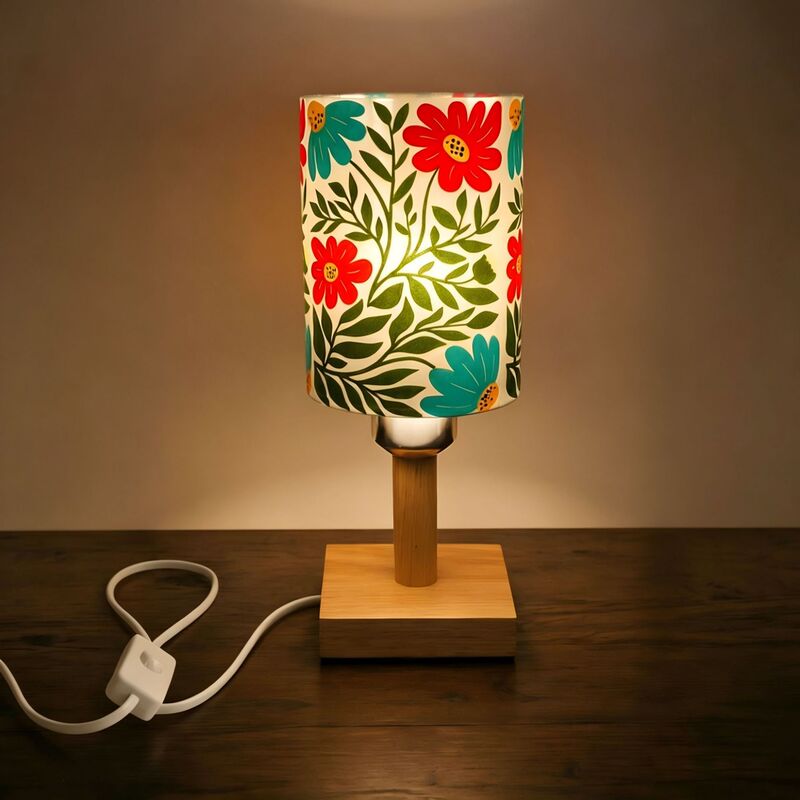 Nordic Style Flower Print Solid Wood Table Lamp Bedroom Bedside Warm Atmosphere Lamp Cross-Border Night Light Wholesale Nordic Style Flower Print Solid Wood Table Lamp Bedroom Bedside Warm Atmosphere Lamp Cross-Border Night Light Wholesale