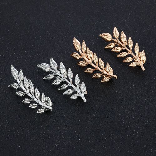 Popular gold and silver leaf jewelry for men and women, brooches, pins, shirts, sweaters, collar pins, collar buttons, retail and wholesale