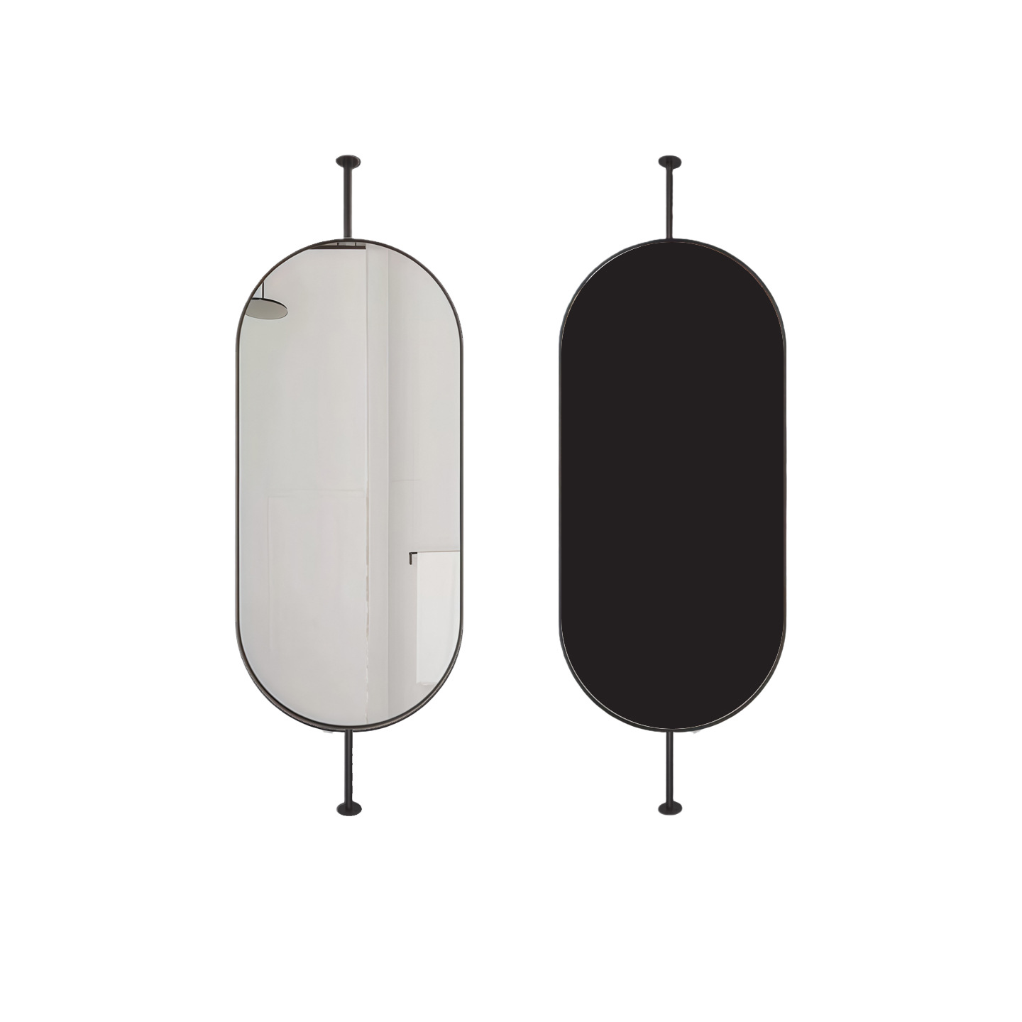 Espejo de baño colgante ovalado de aleación de aluminio con luz LED, para baño