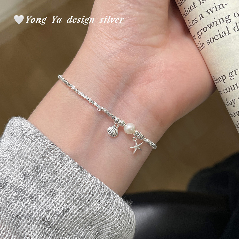 925 Sterling Silver 999 Pure Silver Star Shell Bracelet for Women Korean Version Sweet Niche Design Exquisite High-End Hand Jewelry Dropshipping