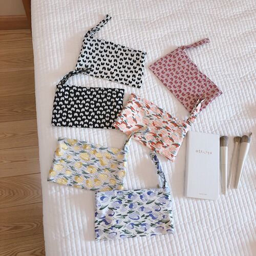 [Suxi Cloth Bag] Fresh and Cute Mini Hand-held Mobile Phone Bag Small Tote Bag Cotton Bag Wallet Makeup Storage Bag