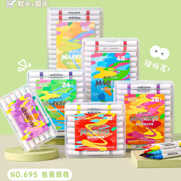 Double-Ended Acrylic Marker Pen for Children, Water-Based Graffiti Colored Pen, Stackable Colors, Waterproof and Opaque, Eco-Friendly and Non-Toxic