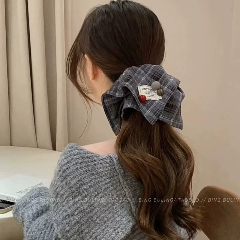 Red scarf, cloth, big elastic ponytail, Korean style, high-quality style, bright catchy style