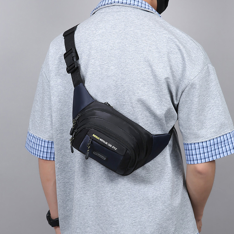 Riñonera de teléfono móvil práctica multicapa tela Oxford bolso de pecho de hombre de moda resistente al desgaste bolso de mensajero de hombro ligero simple al aire libre