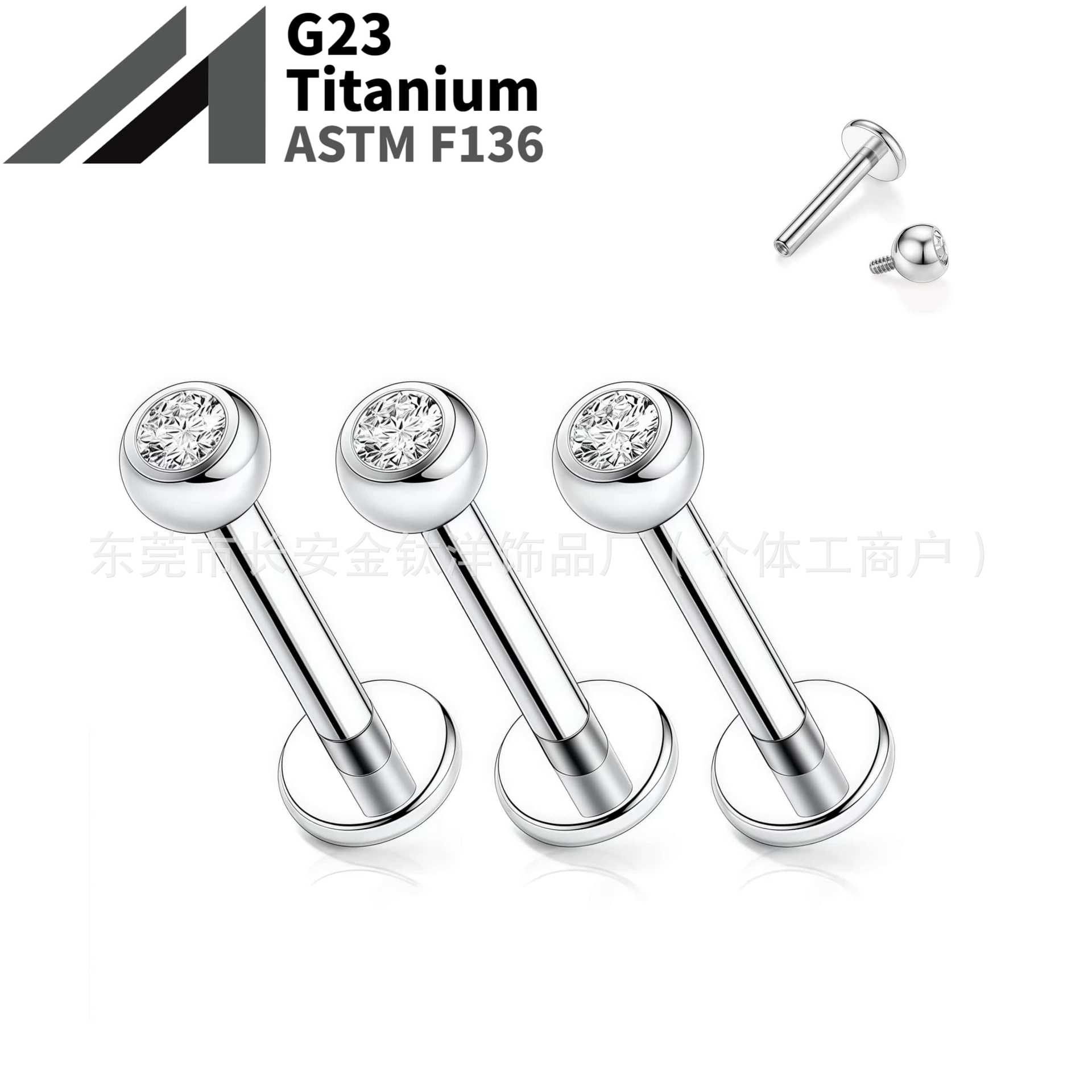 16G labret stud size and finish detail