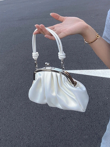  new summer style girl's cute pleated clip bag niche high-end chain bag portable crossbody bag dumpling bag