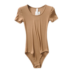 外貿歐美ins性感修身圓領短袖連體衣t恤女百搭顯瘦螺紋上衣打底衫