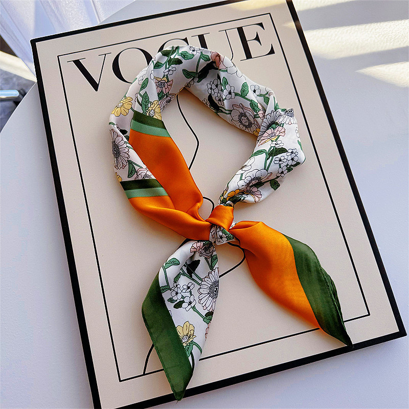 Bufandas de seda para mujeres primavera y otoño bufandas de moda para mujeres bufandas de cuello para maestros y empleados regalos de impresión de lujo ligero