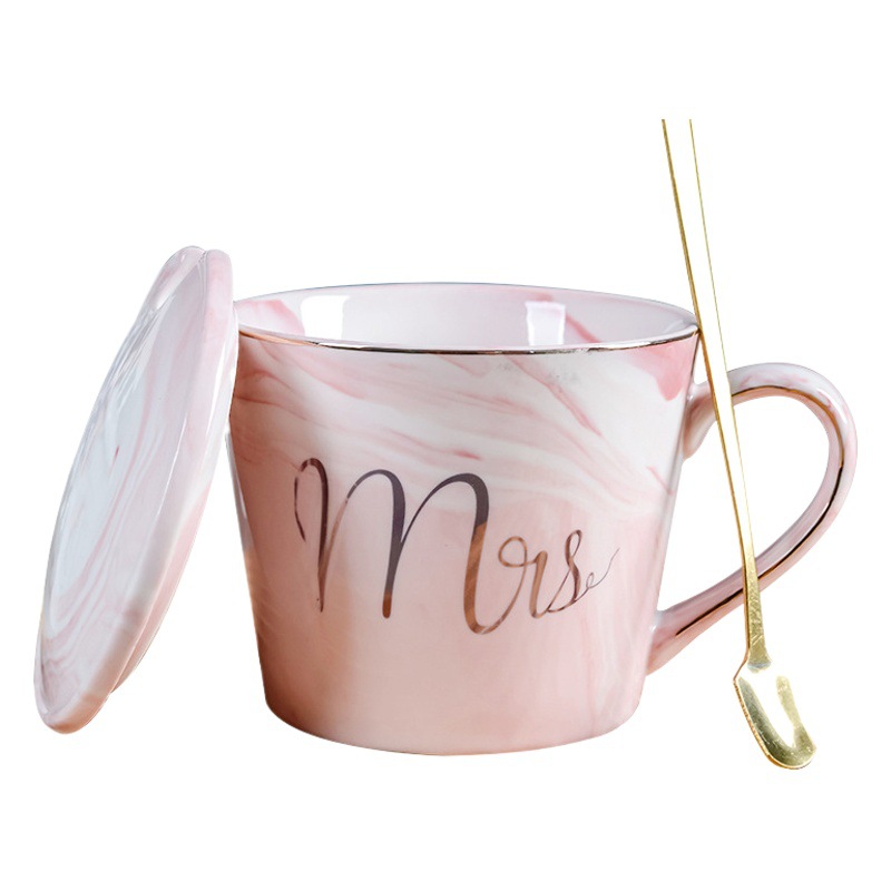 Taza de pareja de Amazon transfronterizo con regalo de mano simple apertura de mármol pequeño regalo Taza de cerámica logotipo impreso
