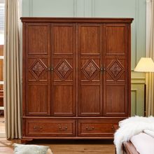 美式全实木雕花四门衣柜储物柜卧室收纳柜长2000宽630高2200绢花