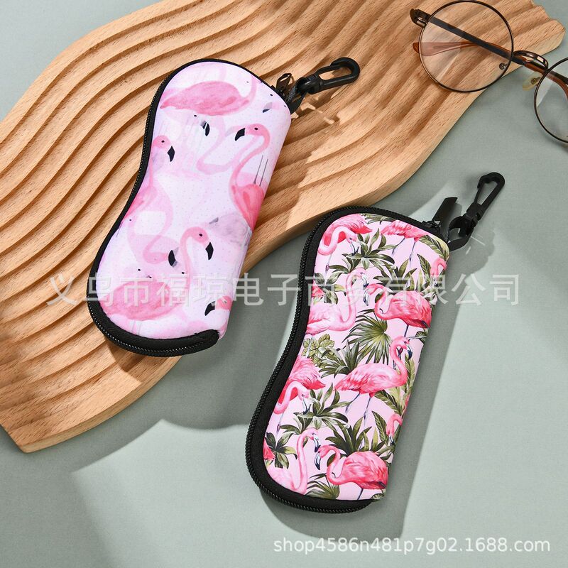 Flamingo Print Cross-Border Hot-Selling Sunglasses Case, Neoprene Material Summer Glasses Case Glasses Bag