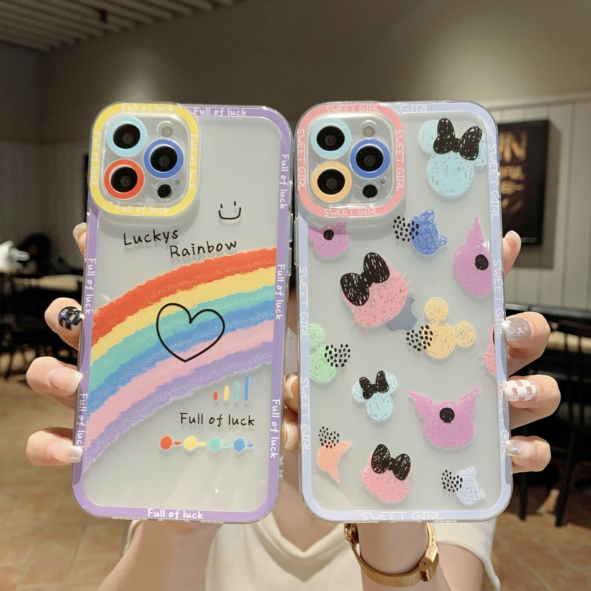 Suitable for Huawei mate30 rainbow bear mobile phone case tpu angel eyes love nova7 all-inclusive P30 protective cover