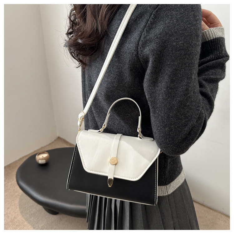 Women's Small Pu Leather Color Block Classic Style Square Magnetic Buckle Crossbody bag BAX display picture 4