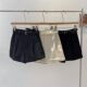 High-end khaki Suit Shorts Women's Summer 2024 New Korean-style Casual Slimming Curled High Waist Wide-leg Pants