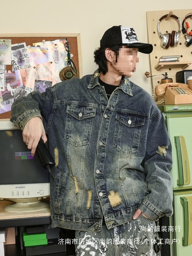 American-style vintage denim jacket for boys—new spring/autumn high-street trendy fashion all-match casual lapel jacket—wholesale