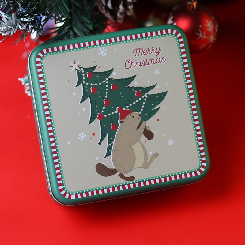 Dongguan Miku Plaza de Navidad Cookie Candy Box Árbol de Navidad ancianos caja de hojalata en stock al por mayor