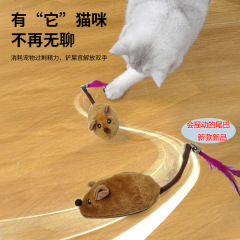 新品仿真猫咪电动幼猫感应猫薄荷小猫毛绒老鼠宠物玩具防猫抓