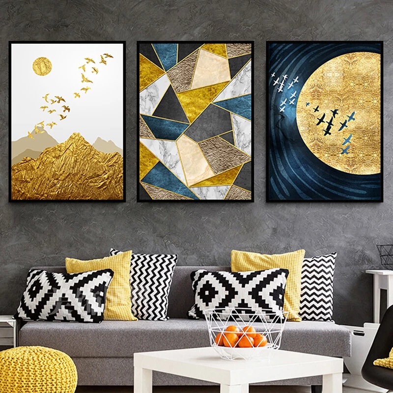 HD abstract Golden Sun Hotel Villa Model Room gallery corridor decoration hanging painting background wall spray painting