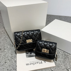 Korean version of the popular retro women's handbag, 2022 new fashion style, casual, grid chain single shoulder crossbody bag, small square bag