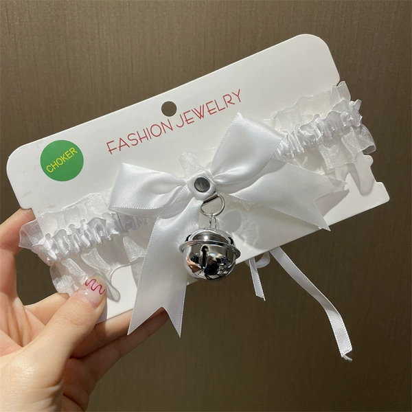 Silver white small bell with bow