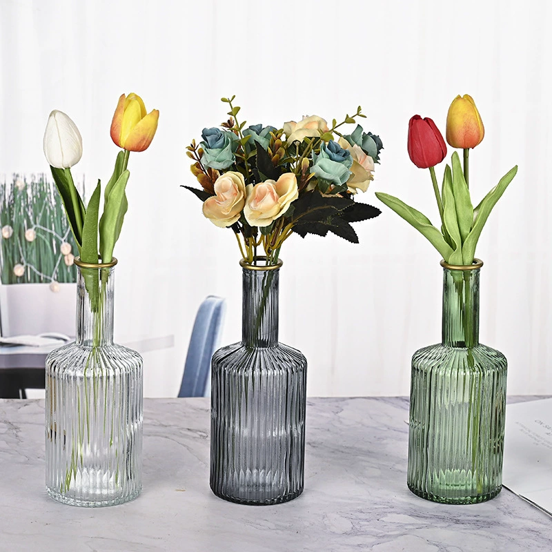 Легкий Роскошный Европейский Стиль Золотой Край Стеклянная Цветная Ваза Украшения Креативная Прозрачная Гидропонная Цветочная Организация Обеденный Стол Украшение Дома