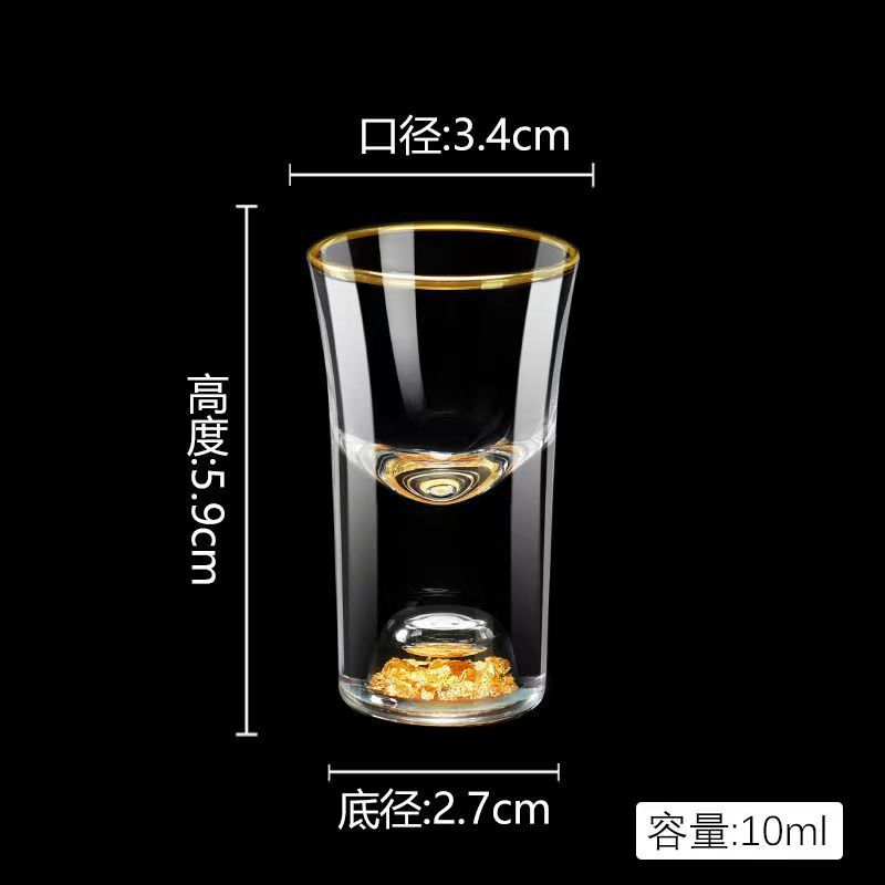 Taza de vino china casera de vidrio de cristal copas de copas de oro copas de whisky