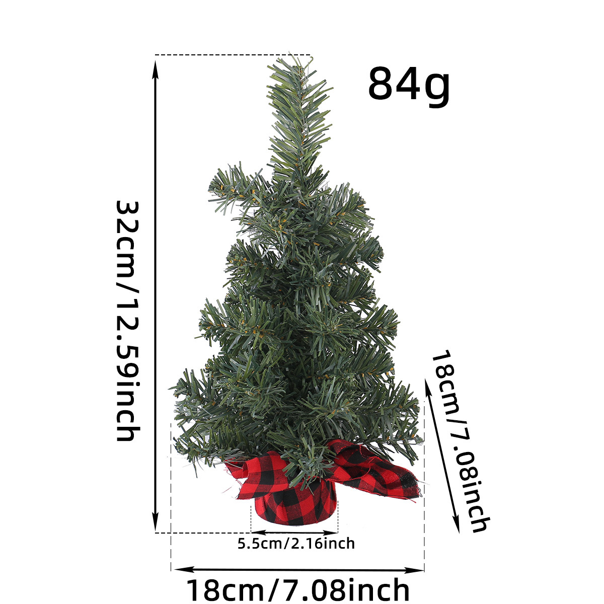 Decoración de mesa de árbol de Navidad a cuadros rojos y negros Fiesta de Navidad Aguja de pino Árbol de simulación Accesorios de ventana Decoración de Navidad