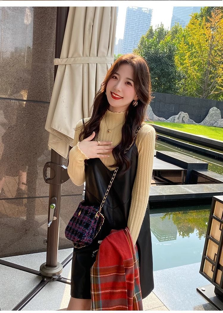 【中国直邮】 奢笛熊 早秋冬季新款时尚内搭 修身显瘦半高领打底毛衣针织衫 白色 S