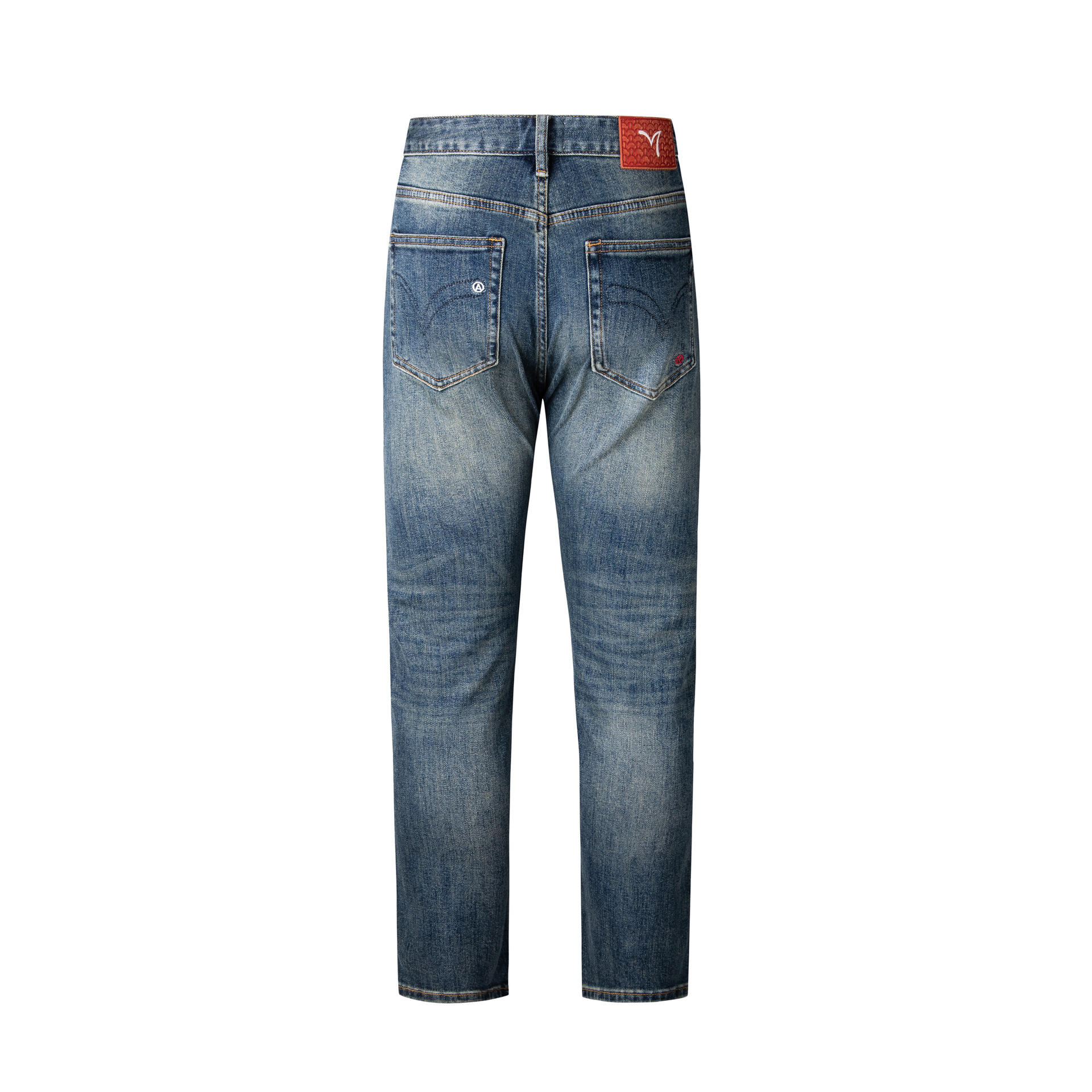 Jeans azules simples nostálgicos para hombres delgados recto otoño nuevo estilo con botas Martin pantalones de alta gama para hombres 2025