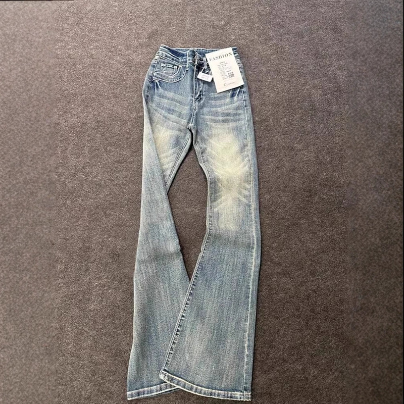 Vintage Washed Flared Jeans for Women, Autumn New High-Waisted Slim-Fit Versatile Floor-Length Bell-Bottom Pants, Trendy on Instagram