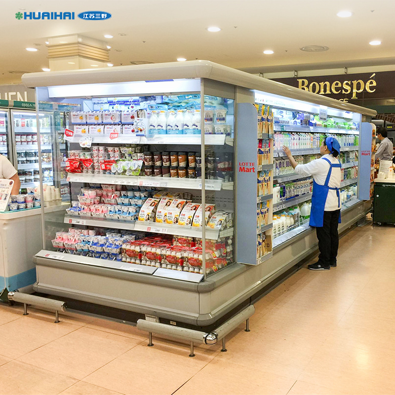 工厂供应淮海牌超市冷柜立式双面风幕柜日配区牛奶酸奶冷藏展示柜