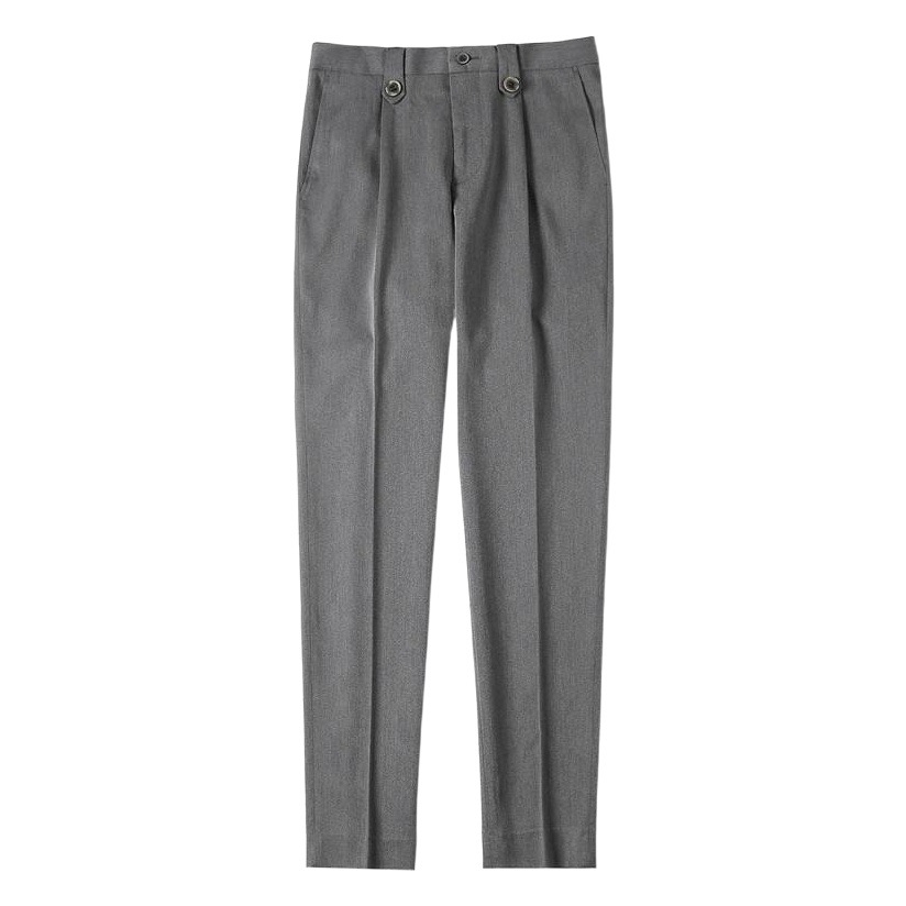 Otoño texturizado pantalones de traje de hombre flaco pantalones casuales pantalones de color sólido botón decorativo estilo coreano slim fit pantalones de moda hombres