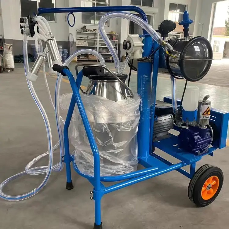 Máquina de ordeño tipo bomba de vacío móvil tipo pistón de cuatro extremos máquina de ordeño de succión de leche equipo de cría para vacas, ovejas y camellos