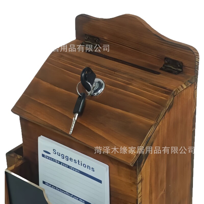 国境を越えた壁掛け木製レターボックスメールボックス無垢材投票ボックス木製ロック付き提案ボックス募金ボックス|undefined