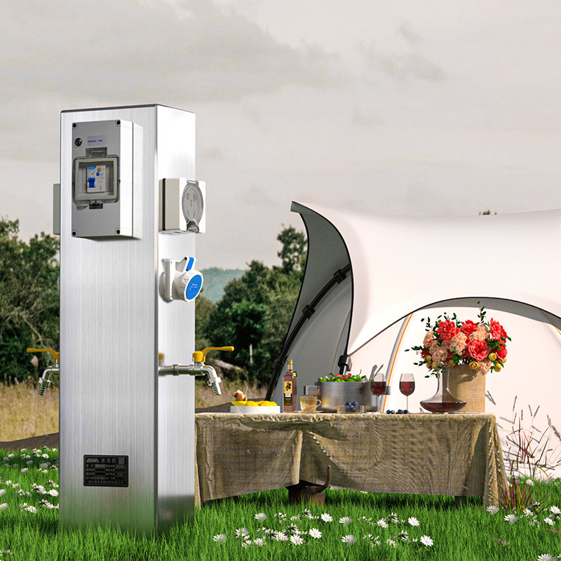 304 不锈钢房车水电桩 营地防水插座桩 水电一体户外供电桩