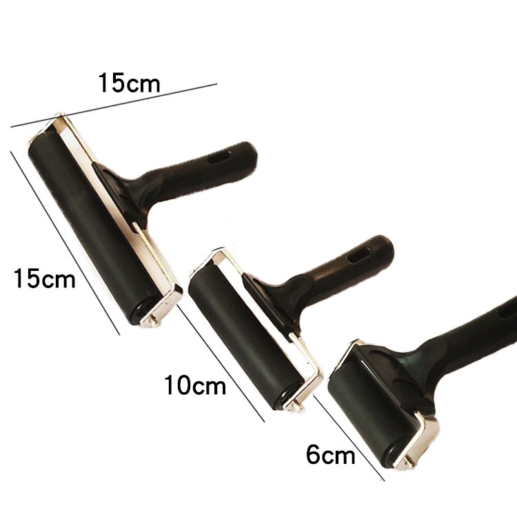 Excluso transfronterizo rodillo de impresión rodillo de tinta mango de plástico impresión de aceite rueda de goma herramienta de pintura de tablero de madera rodillo de pegamento de tinta