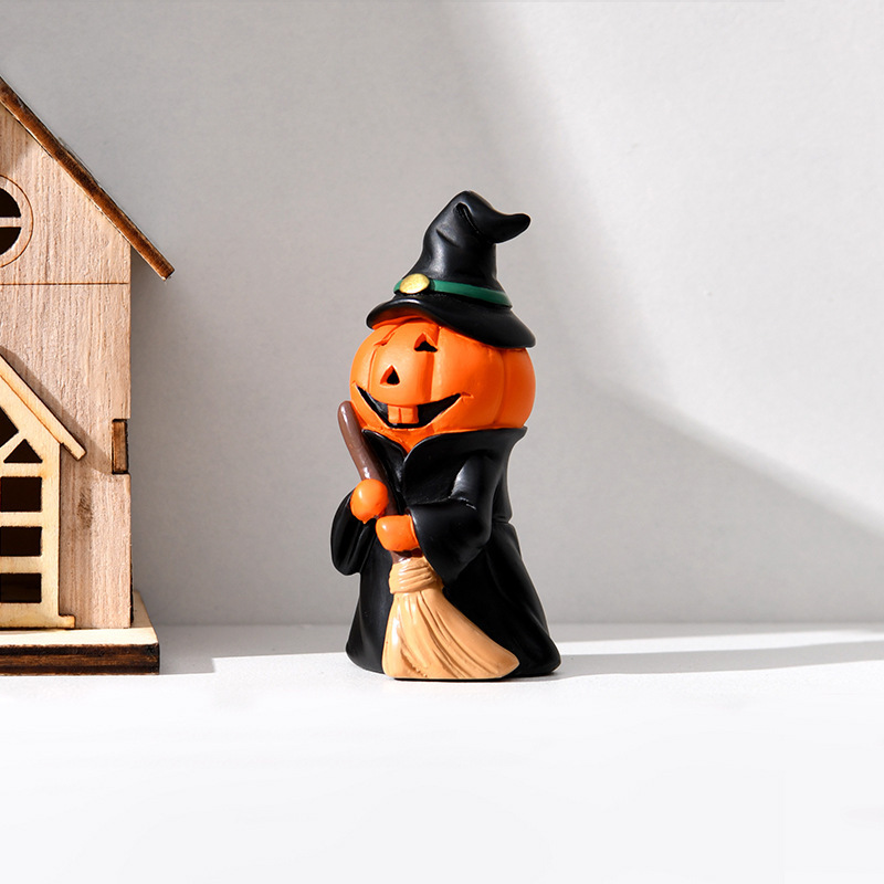 国境を越えた新製品ハロウィーンカボチャ祭りパーティー装飾品ホームデスクトップ幽霊魔女人形樹脂置物|undefined