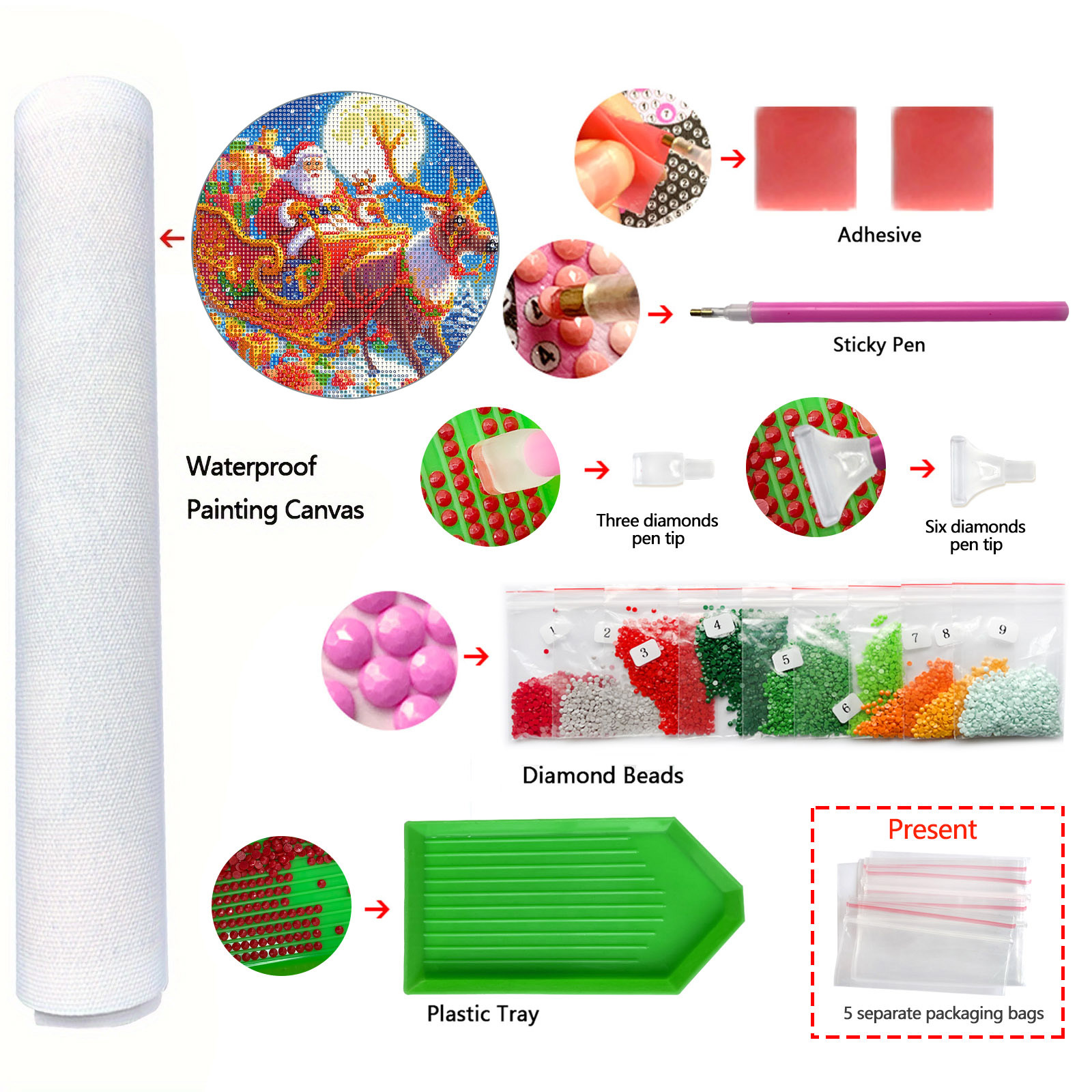 Pegatinas hechas a mano, pinturas de diamantes, vacaciones para niños, regalos de Papá Noel, pintura adhesiva de resina de alta calidad, artefacto de descompresión de bricolaje