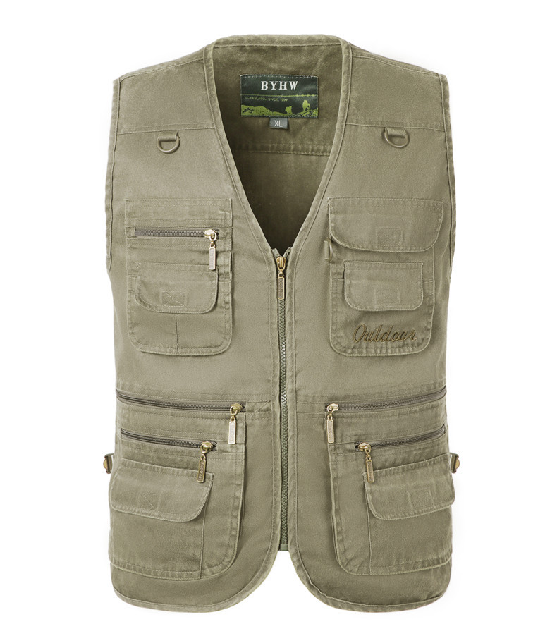 Primavera y otoño Chaleco de mezclilla multibolsillos para hombres de mediana edad y ancianos 16 bolsillos Chaleco de algodón 7XL de tamaño extra grande 4 pies de cintura