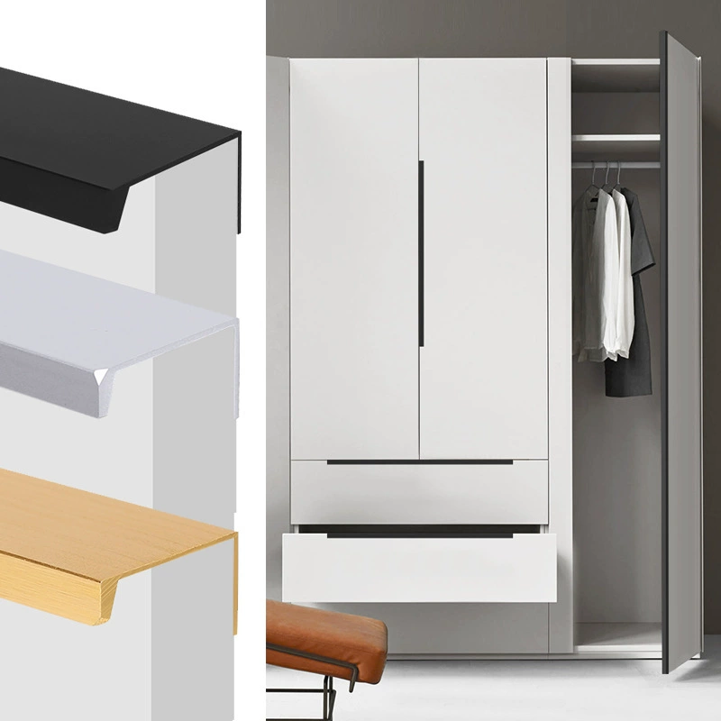 Черная удлиненная Скрытая ручка двери шкафа Золотая ручка Современная простая черная ручка шкафа Дверной ящик шкафа