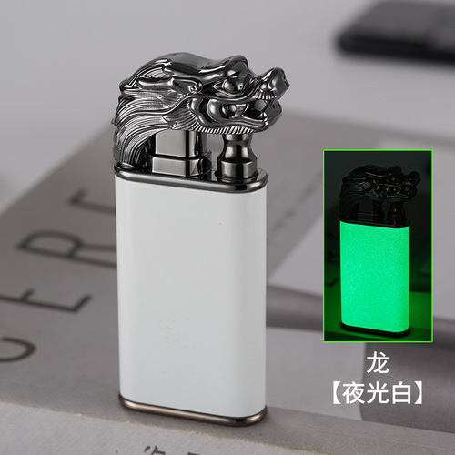 Internet celebrity will light up the lighter and go straight to the open flame to switch the dual-fire cigarette lighter, popular luminous igniter gift cross-border