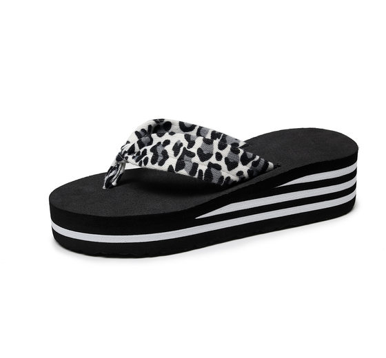 Towel Cloth Clip Flip-Flops Women's Wedge Thick-soled High-heeled Wave-soled Platform Shoes yaluda Handmade Slippers